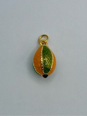 Joan Rivers Orange & Green Enamel Fabergé Egg Style Pendant Charm